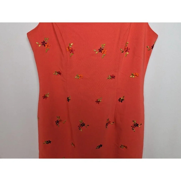 City Triangles 11 VTG 90s Y2K Knee Length Dress Embroidered Floral Square Neck - Picture 4 of 7